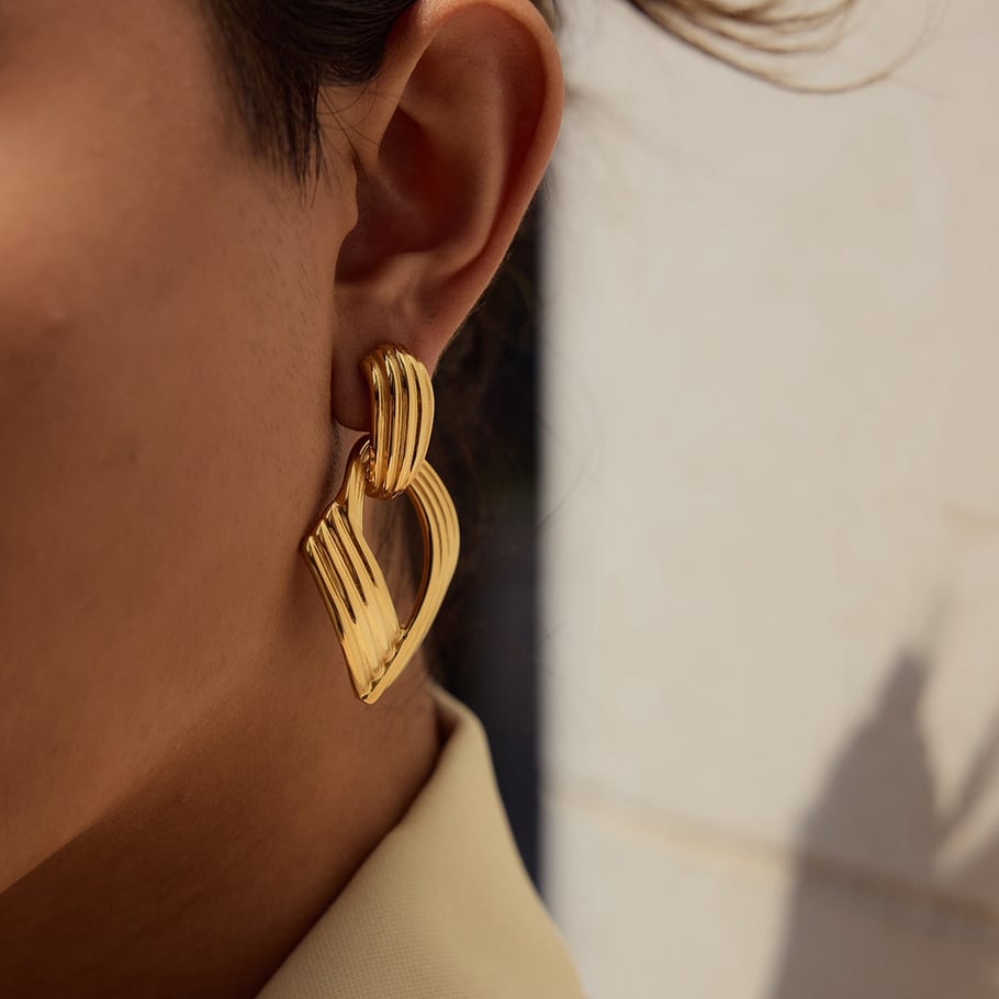 Ins Style Geometric Stainless Steel  Gold Color Drop Earrings Picture3