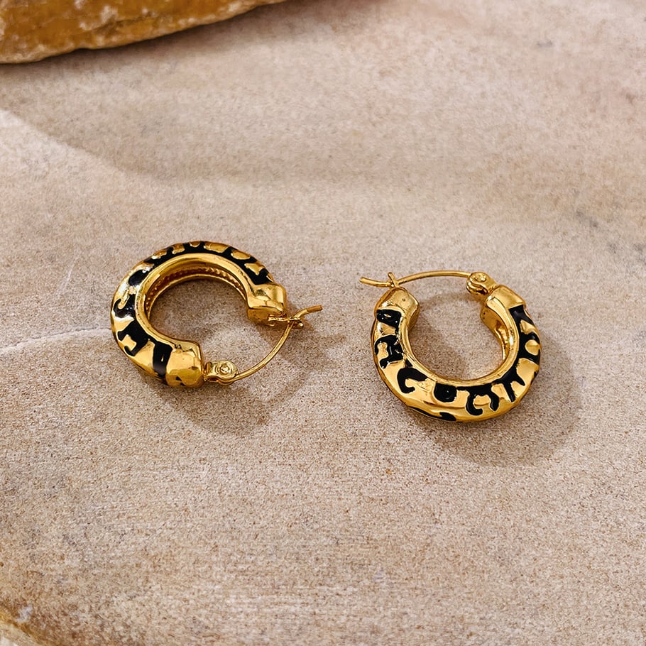 1 par de pendientes de botón de acero inoxidable dorados con diseño geométrico retro de serie simple para mujer Imagen6