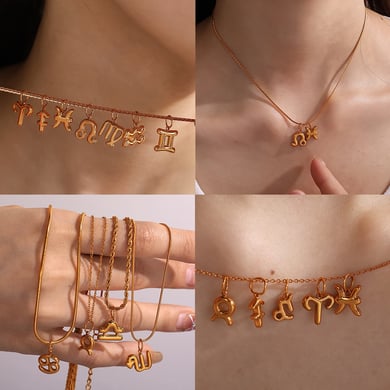 Ciondoli in acciaio inossidabile color oro con i dodici segni zodiacali h5 Immagine4