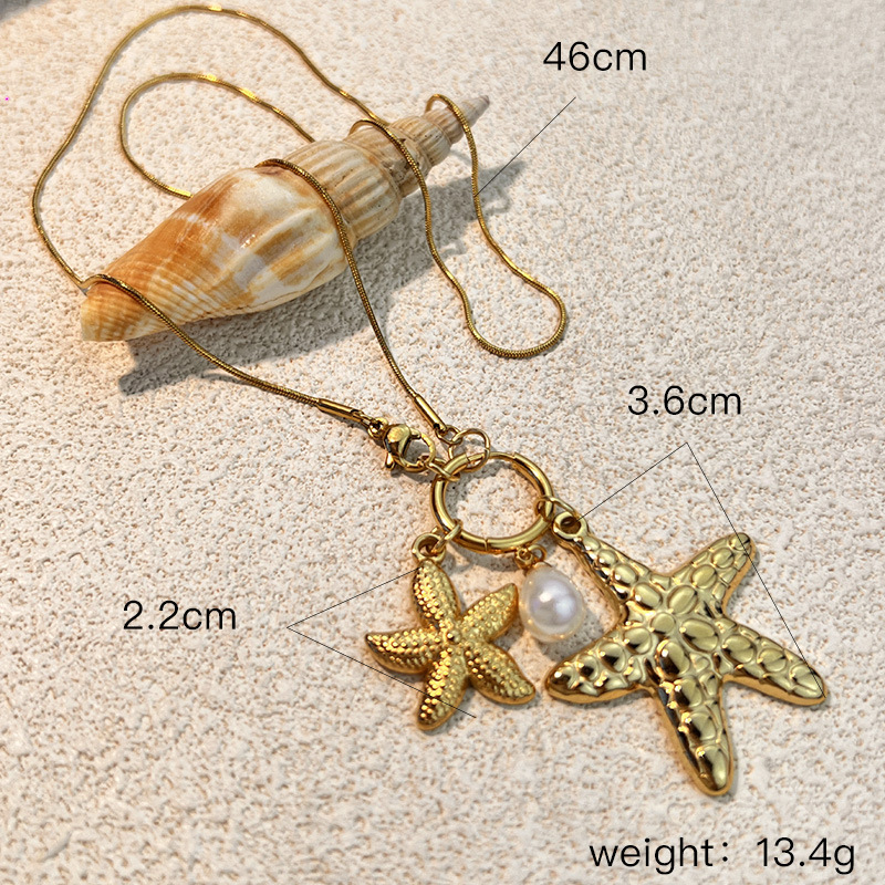 Starfish Stainless Steel Gold Color Pendant Necklaces Picture4