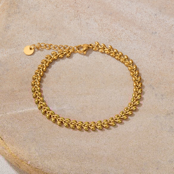 Bracelet chaîne géométrique en acier inoxydable doré pour femme, série simple, 1 pièce 2