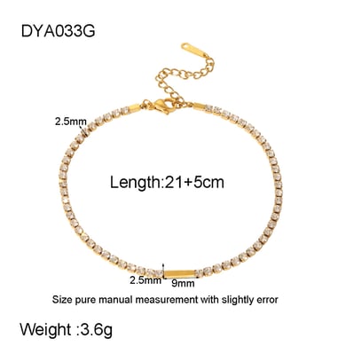 1 Paar tägliche geometrische Fußkettchen aus Edelstahl in Goldfarbe mit Strasssteinen h5 