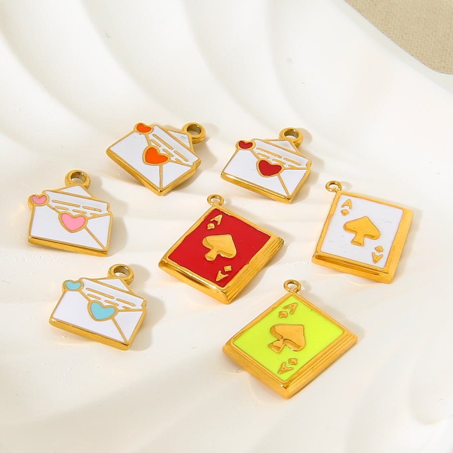1 paio di pendenti da donna in acciaio inossidabile color oro con motivo a cuore dolce della serie romantica Immagine3