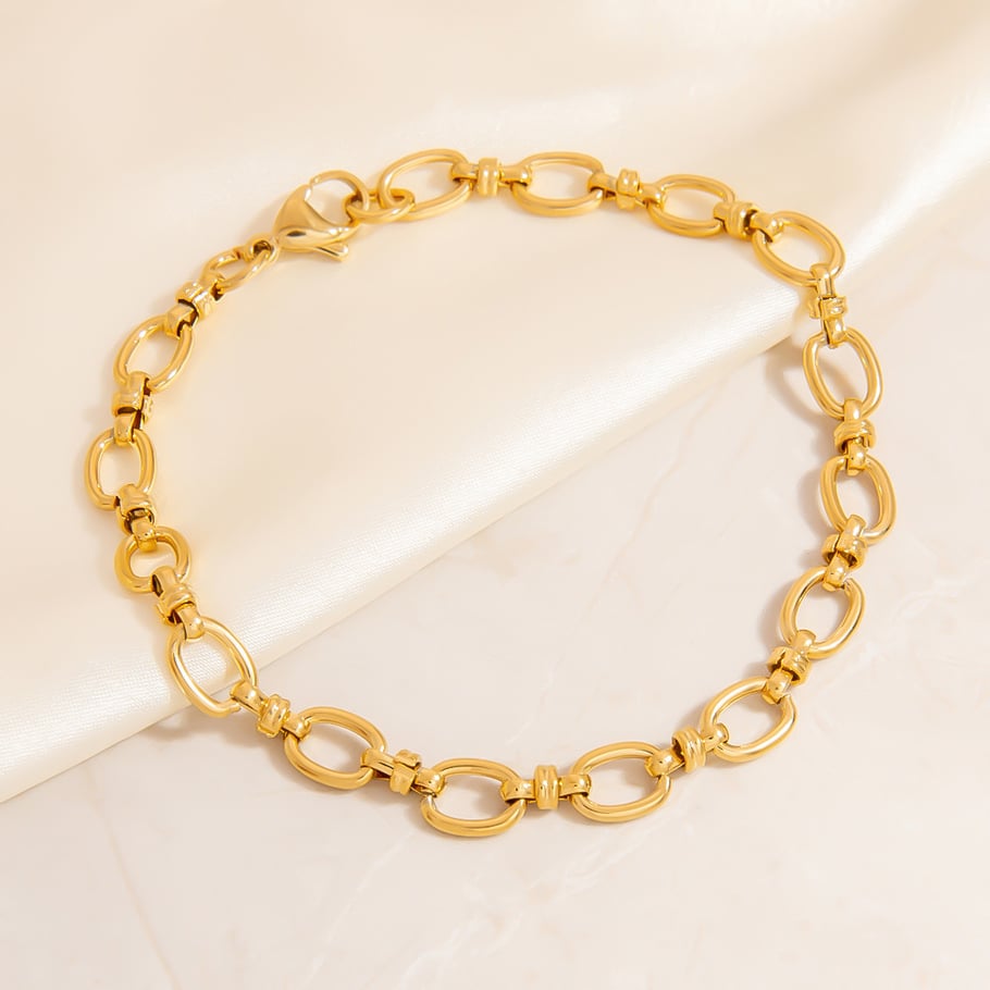 Simple Series Tägliche geometrische Goldfarbe Edelstahl Damen Kettenarmbänder Bild4