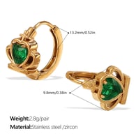 EH1056GNG Pendientes pequeños de oro y circonitas verdes Imagen6
