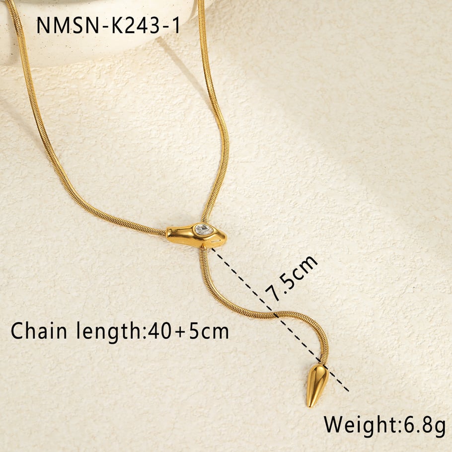 Colliers à pendentif animal rétro en acier inoxydable et zircon pour femme, série simple 