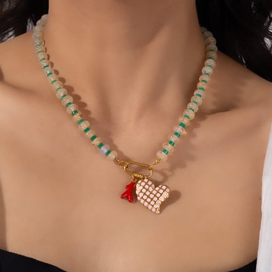 1 Paar romantische Serie Sweet Heart Edelstahl Gold Farbe Damen Anhänger Halsketten h5 Bild5