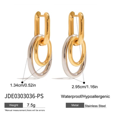 Pendientes colgantes de acero inoxidable de colores mixtos h5 Imagen2