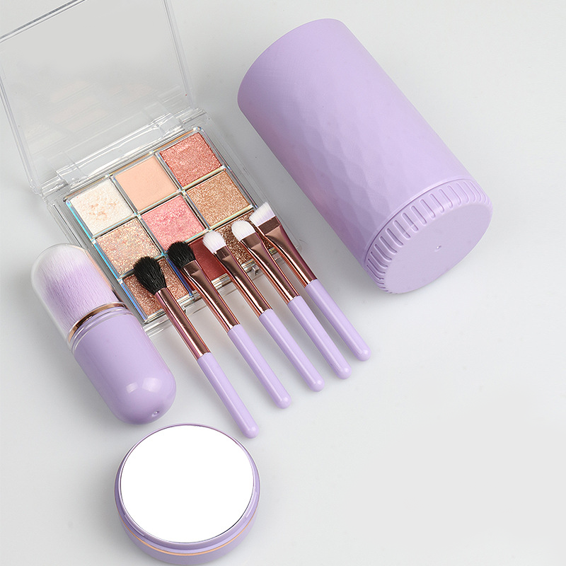 Tragbares Make-up-Pinselset für Damen mit Spiegel 