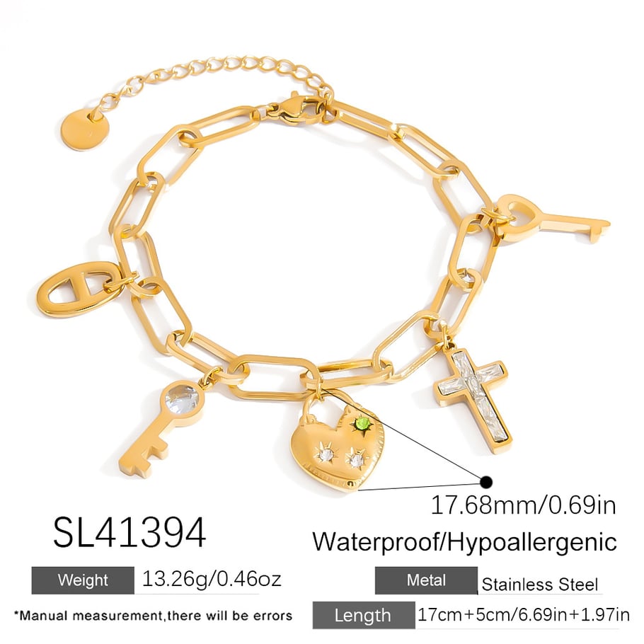 Exquisite Cross Stainless Steel Gold Color Women's Charm Bracelets Picture2