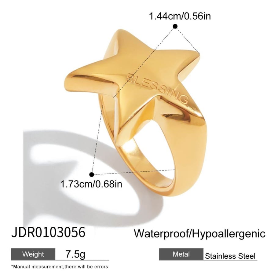 Minimalistische Ringe aus Edelstahl in Goldfarbe mit Stern 