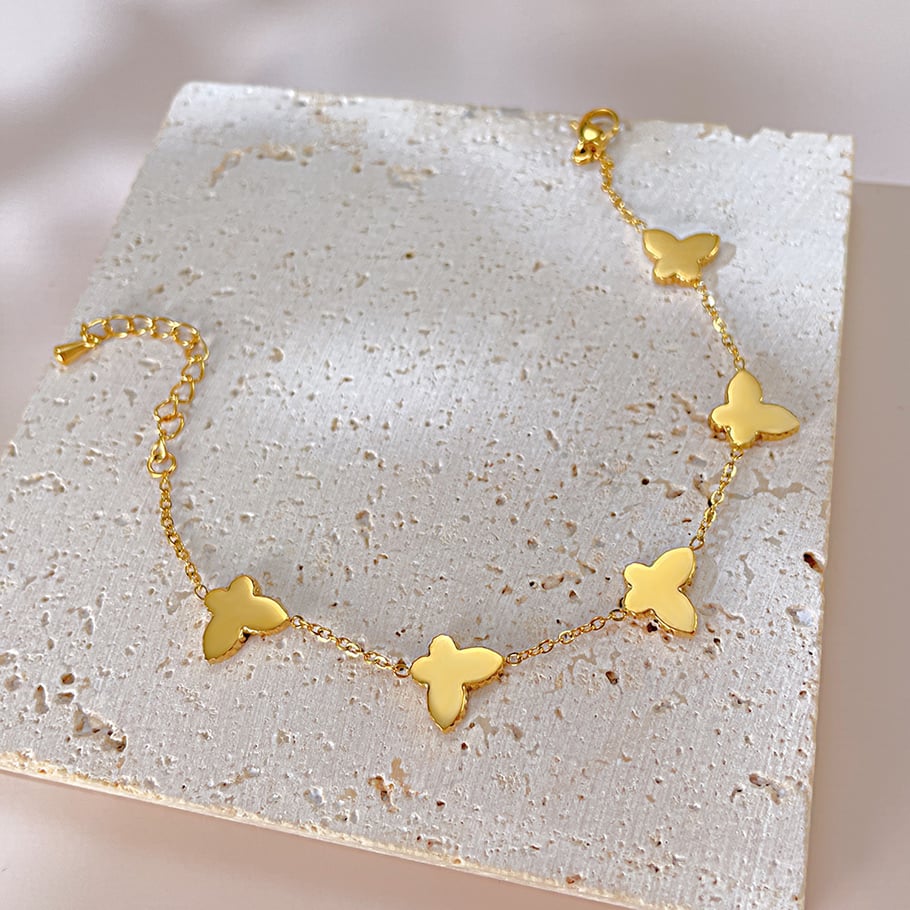 Schmetterlings-Charm-Armbänder aus Edelstahl in Goldfarbe Bild6