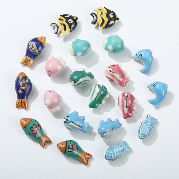 1 pièce de perle en céramique en forme de poisson pour bijoux à faire soi-même