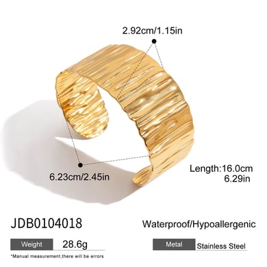 Solid Color Stainless Steel Gold Color Cuff Bracelets h5 Picture2