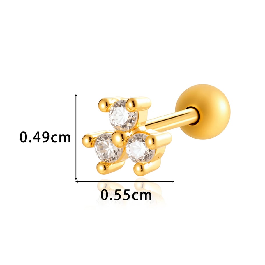 1 Pair Simple Series Simple Geometric Copper   Gold Color  Zircon Women's Piercings Earrings Picture2