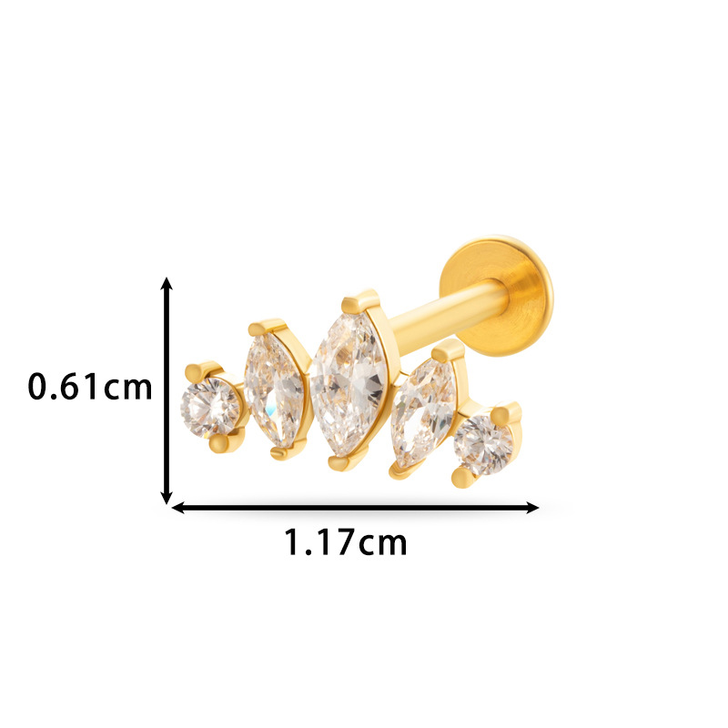 1 Piece Heart Stainless Steel Gold Color  Zircon Piercings Earrings Picture2