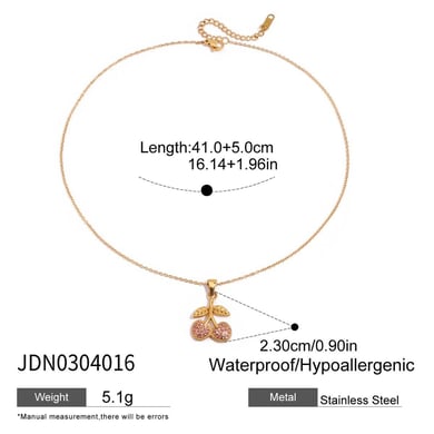 Halsketten mit Anhänger aus Edelstahl in Goldfarbe mit süßer Kirsche h5 Bild2