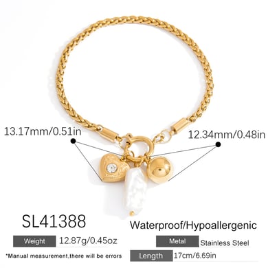 Simple Heart Stainless Steel Gold Color Zircon Women's Charm Bracelets h5 Picture2