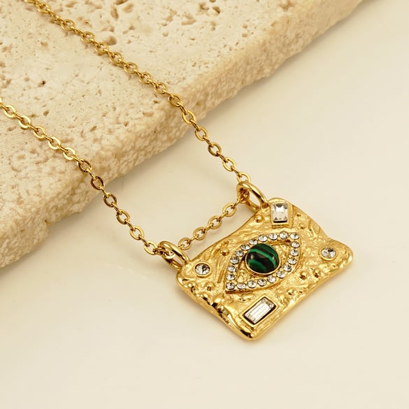 Collares colgantes de acero inoxidable color dorado con ojo del diablo 2