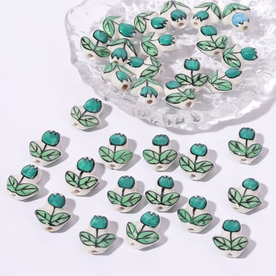 1 pieza de cuentas de cerámica de la serie verde para joyería DIY h5 