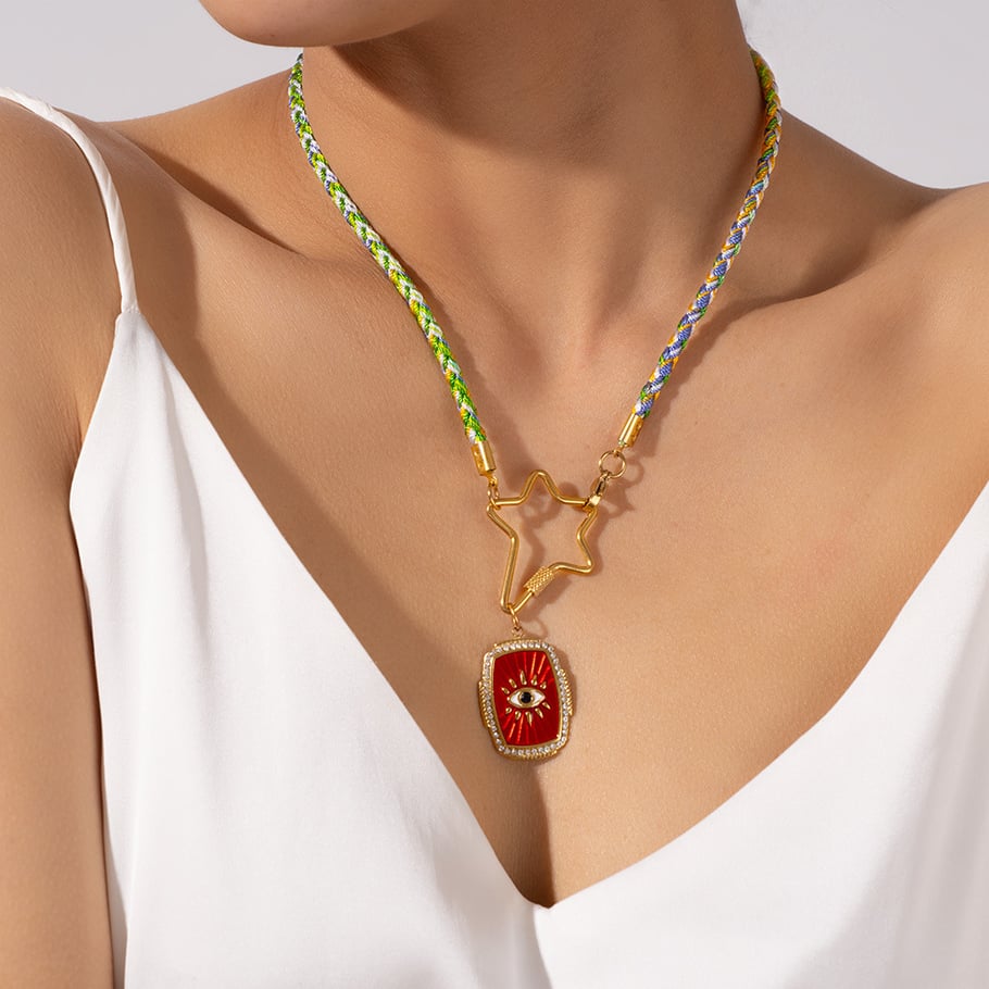 Opulent Eye Stainless Steel Gold Color Women's Pendant Necklaces Picture5