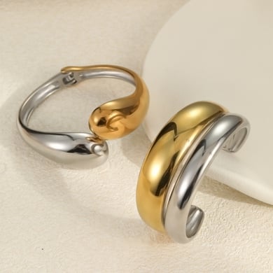 Simple Series Simple Mixed Color Stainless Steel  Gold Color  Women's Bangles h5 Picture2