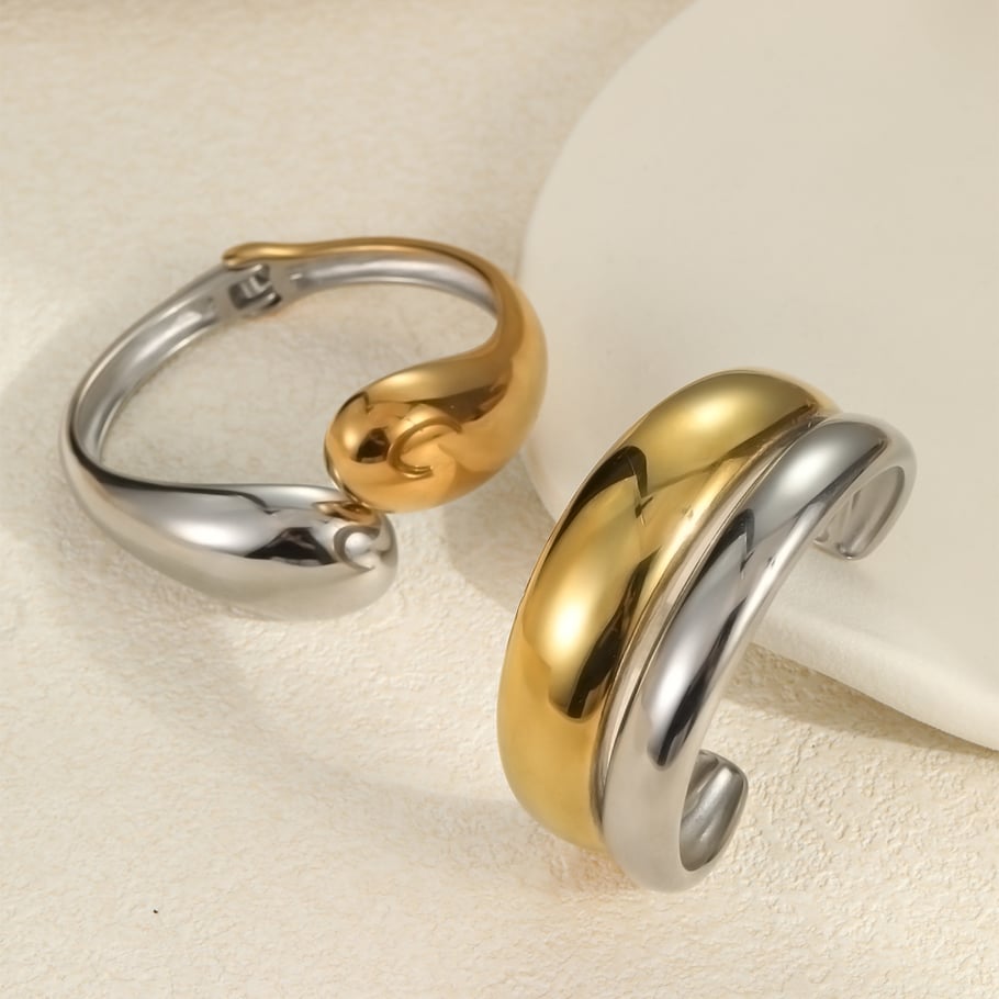 Simple Series Simple Mixed Color Stainless Steel  Gold Color  Women's Bangles Picture2