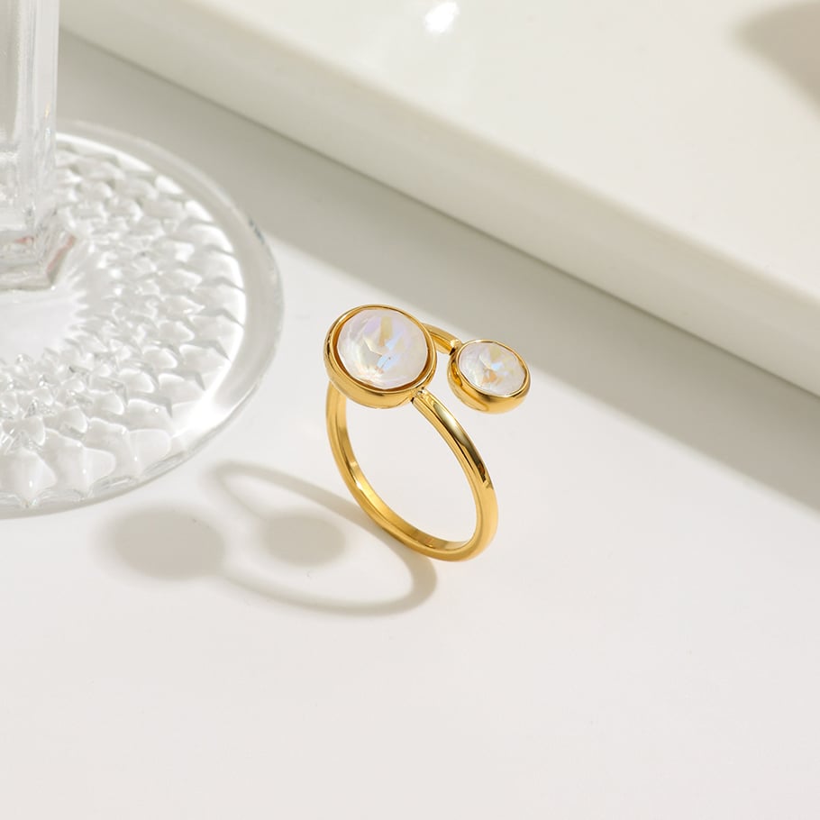 Simple Stainless Steel Gold Color Gemstone Rings h5Picture5