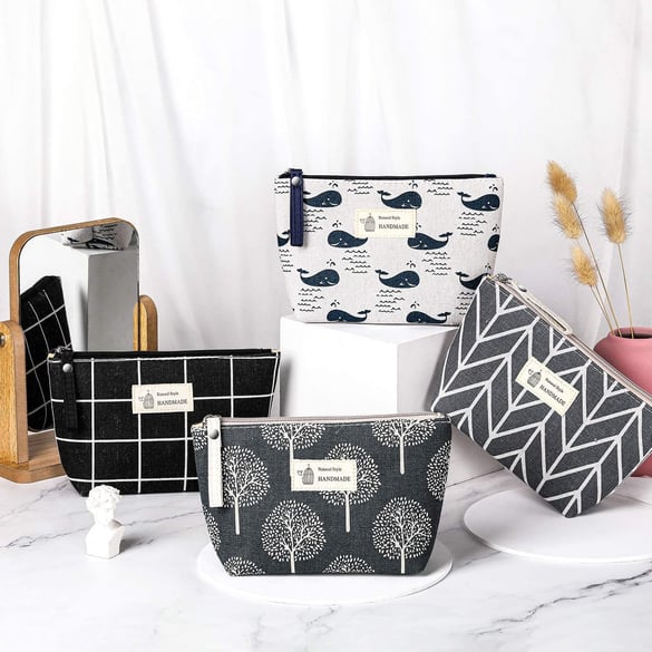 Trousse de maquillage en toile légère et simple pour femme