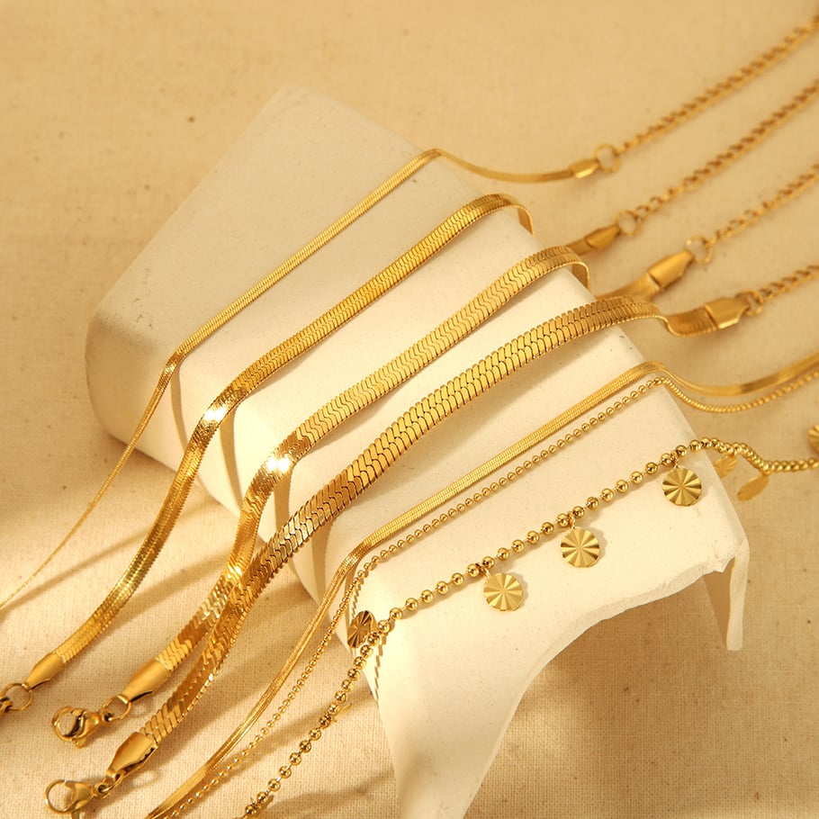 1 Paar Fußkettchen aus Edelstahl der Simple Series für den täglichen Gebrauch in Gold Bild2
