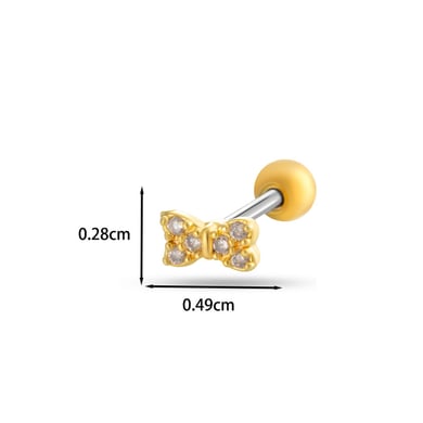 Schleife Knoten Kupfer Gold Farbe Zirkon Piercings Ohrringe h5 Bild2