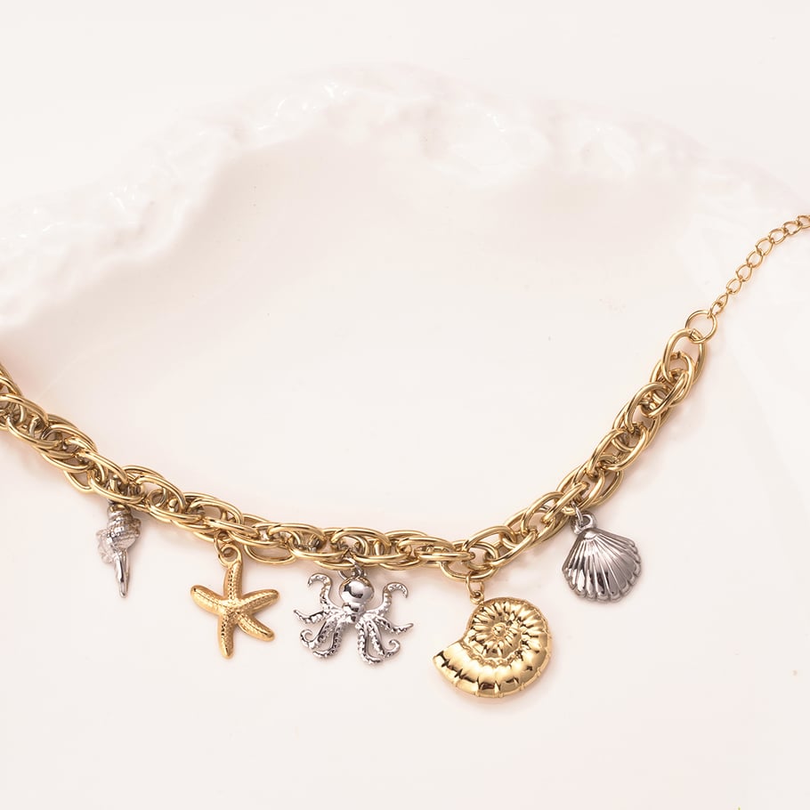 Braccialetti con ciondolo da donna in acciaio inossidabile color oro Octopus Oceanic Immagine4