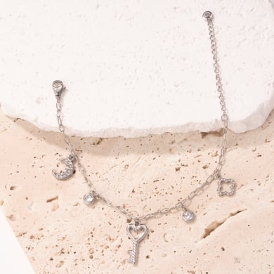 Braccialetti con ciondolo a forma di chiave a forma di cuore in acciaio inossidabile color oro da donna h5 Immagine4