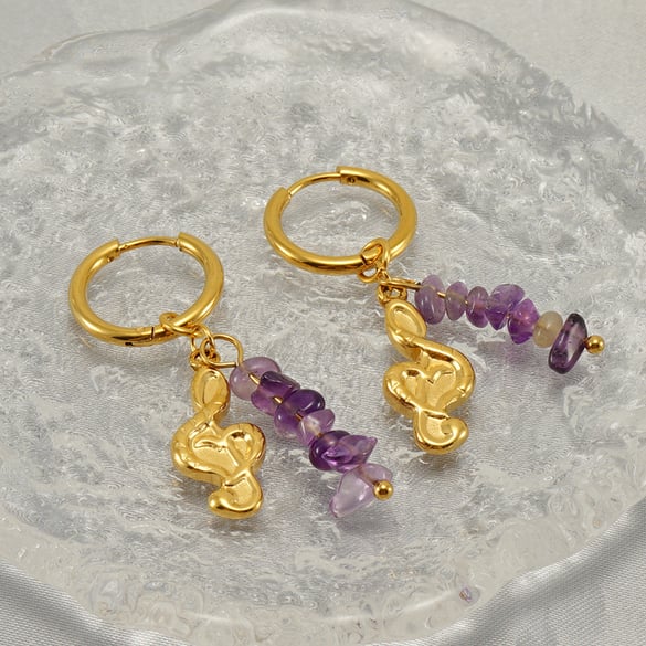 Pendientes colgantes de acero inoxidable color dorado