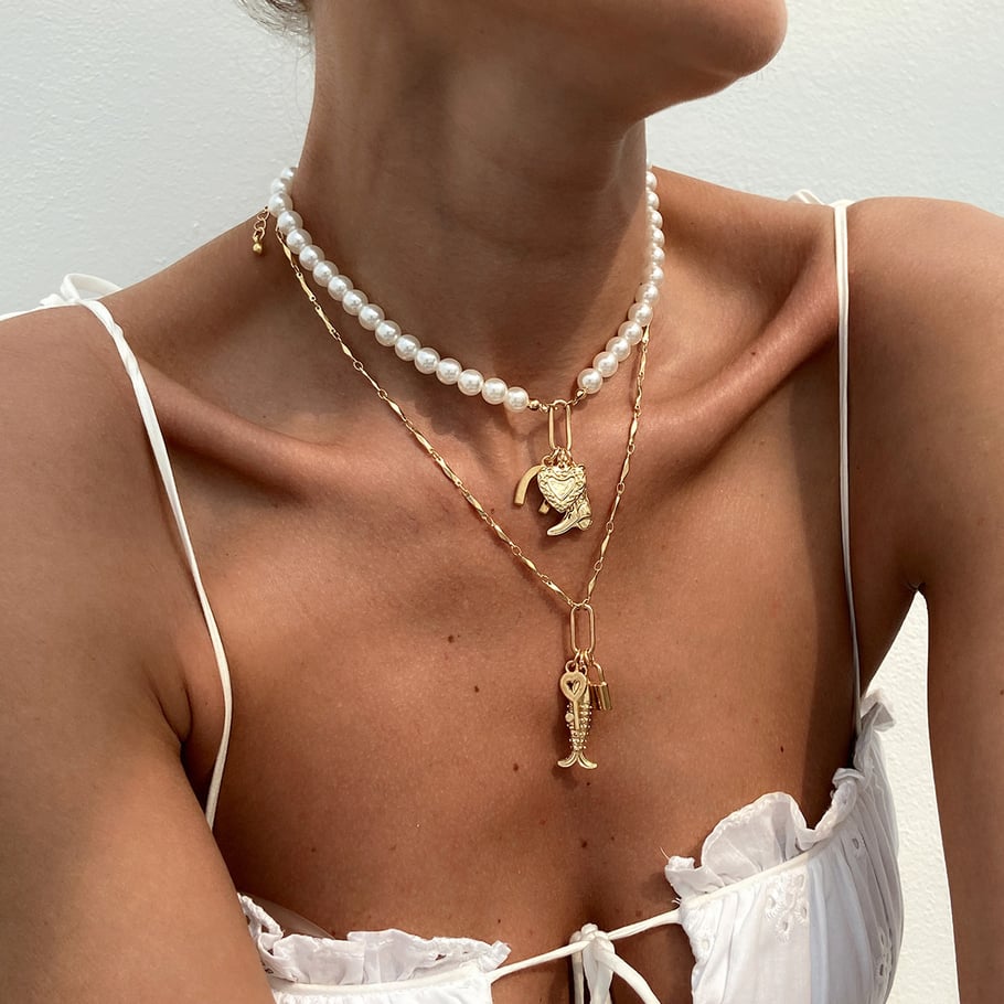 Retro Heart Alloy Layered Necklaces Picture4