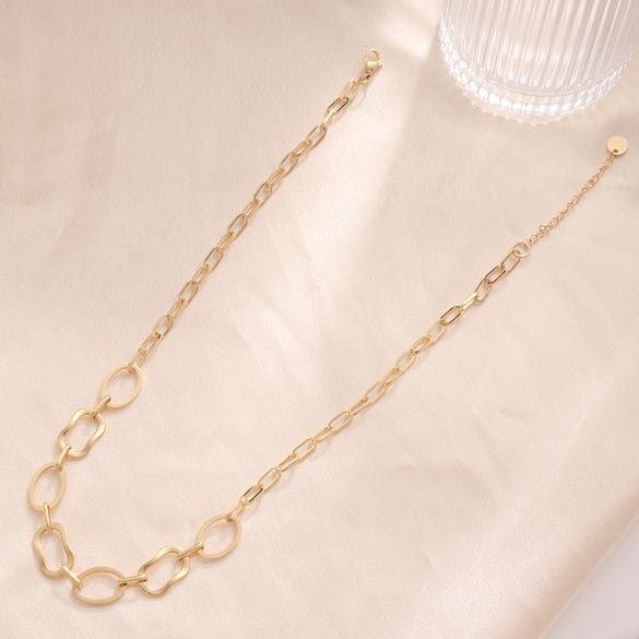 Lässige ovale Halsketten aus Edelstahl in Goldfarbe für Damen