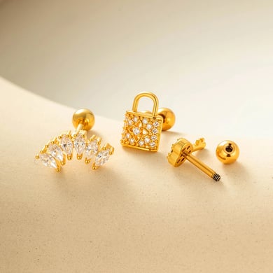 Blume Kupfer Gold Farbe Zirkon Piercings Ohrringe h5 Bild3