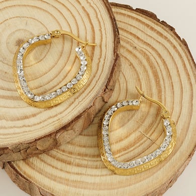 Orecchini a cerchio classici in acciaio inossidabile color oro h5 Immagine4