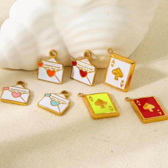 1 paio di pendenti da donna in acciaio inossidabile color oro con motivo a cuore dolce della serie romantica