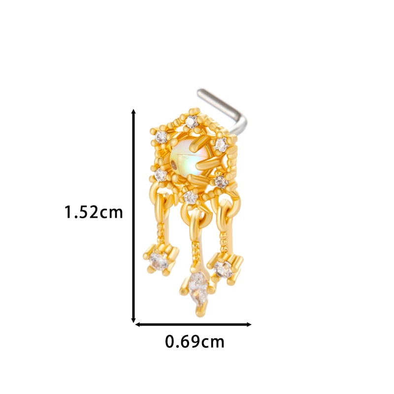 1 pièce de piercing de nez délicat en cuivre doré et zircon pour femme Image2