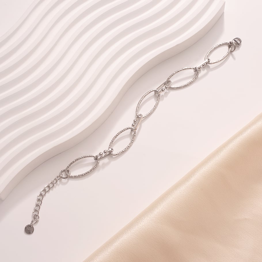 Classic Oval Patchwork Stainless Steel Gold Color Women's Chain Bracelets Picture6