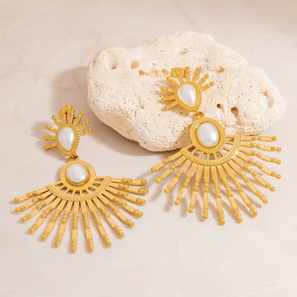 Tropfenohrringe aus Edelstahl in Goldfarbe
