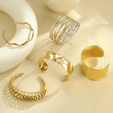 Pulseras de acero inoxidable geométricas de lujo para mujer h5 Imagen3