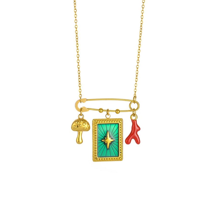 Charming Polychrome Stainless Steel Gold Color Women's Pendant Necklaces 