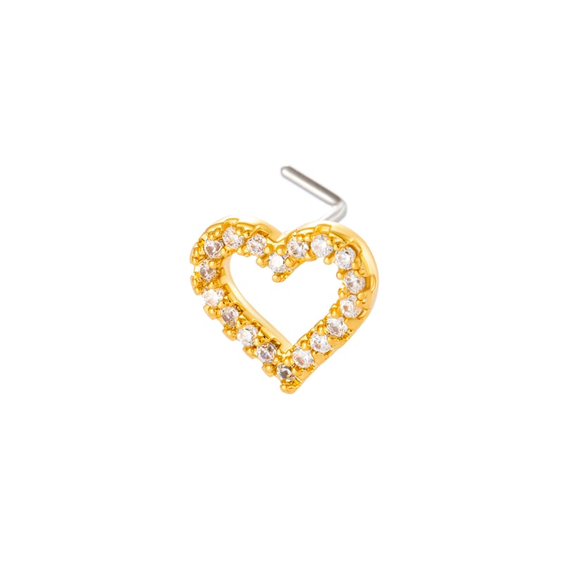1 pièce de piercing de nez en forme de cœur en cuivre doré et zircon pour femme 