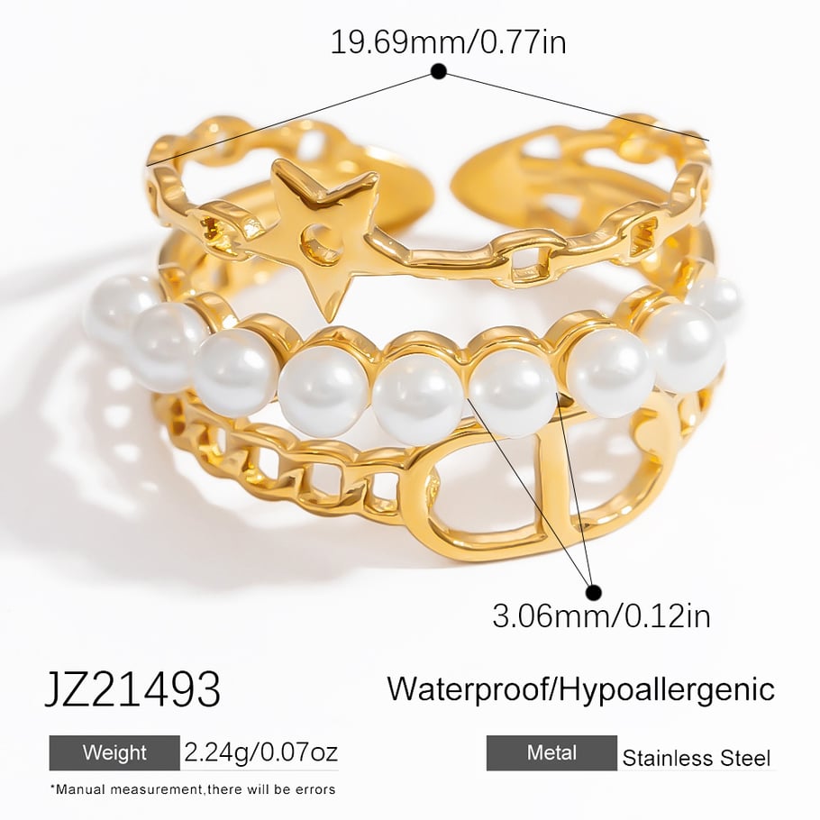 Multilayer Exquisite Stainless Steel Gold Color Women's Statement Rings Picture2