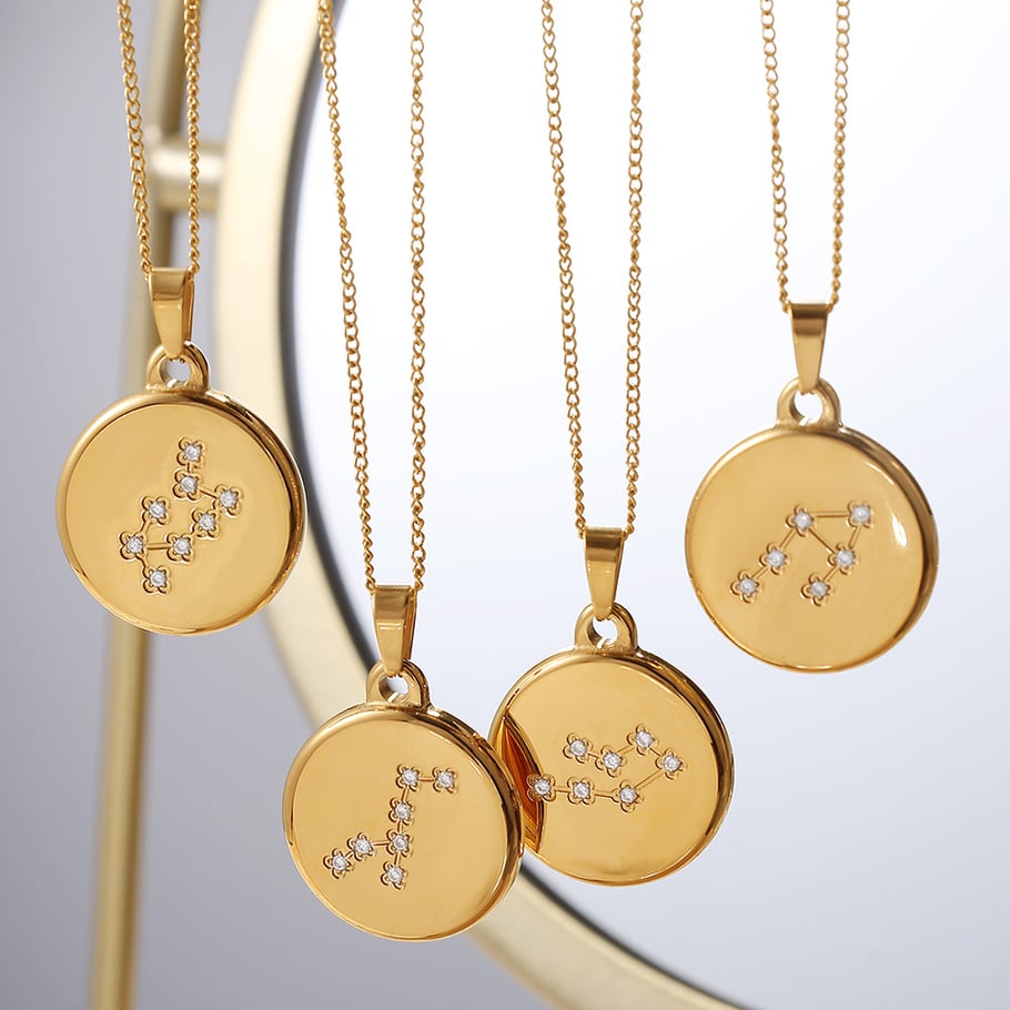 Twelve Constellations Stainless Steel Pendant Necklaces Picture2