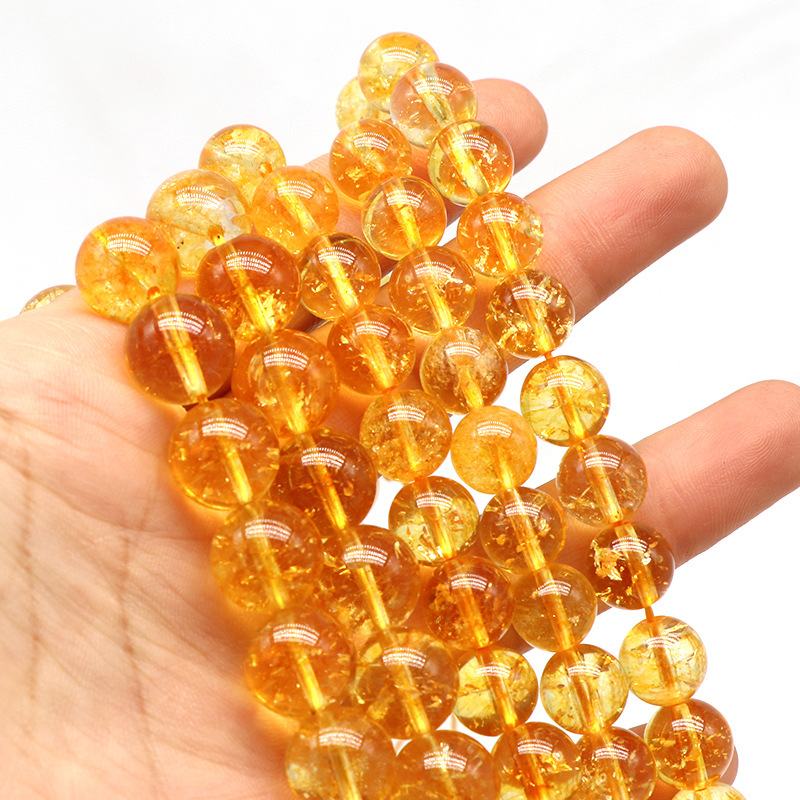 1 filo di perline di cristallo per gioielli in pietre naturali di citrino anulare classico Immagine2