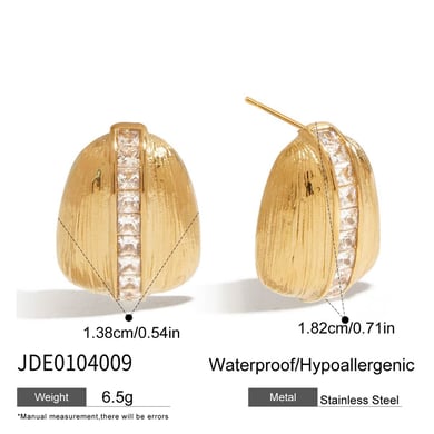 Retro Stainless Steel  Gold Color Stud Earrings h5 