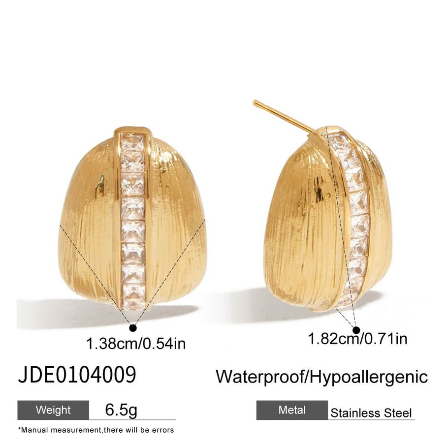 Retro Stainless Steel  Gold Color Stud Earrings 